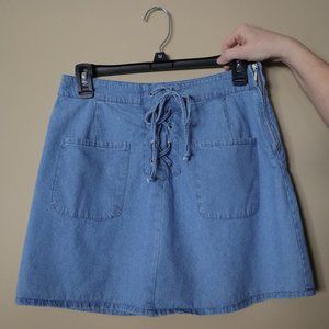 Takara Light Denim Chambray Skirt with Tie Detail